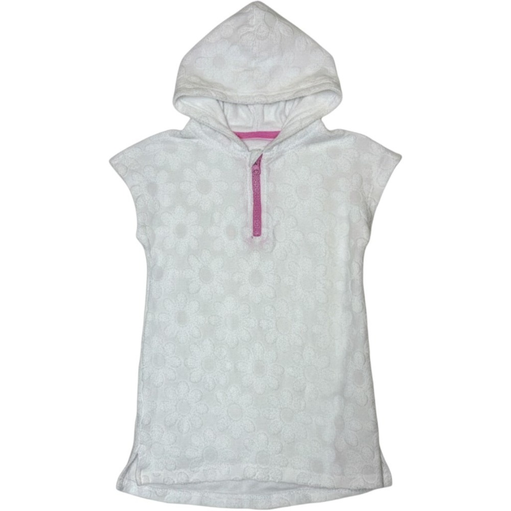 Epic Threads Girls White Floral Terry Cloth Hooded Swim Cover Up Quarter Zip 4T